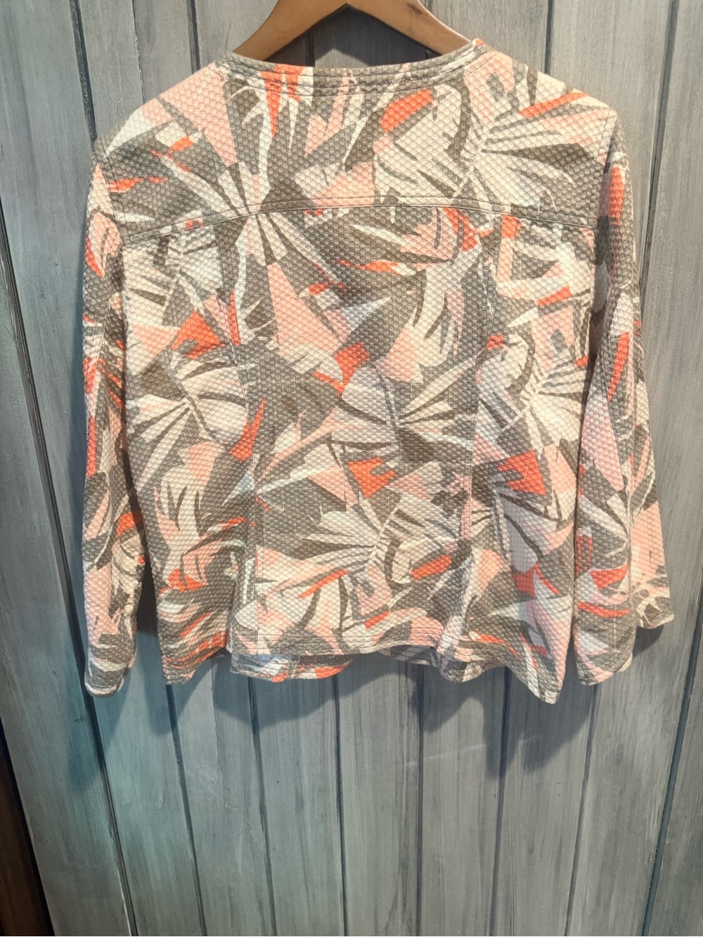 Ruby Rd. Coral, Gray & Cream Textured Button Jacket - Picture 2 of 2